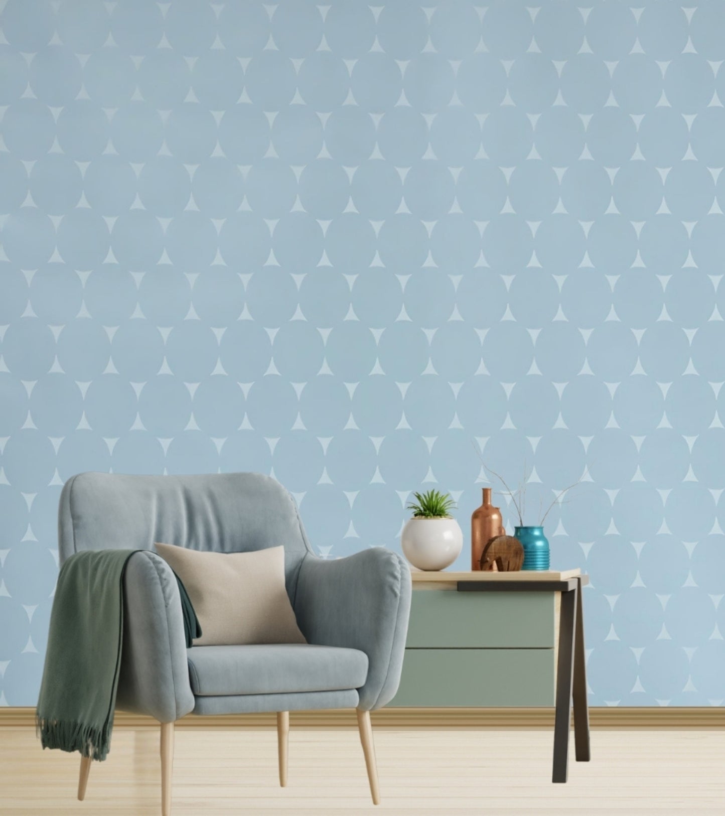 Gracia Sly Blue Oval Mod Wallpaper 301254