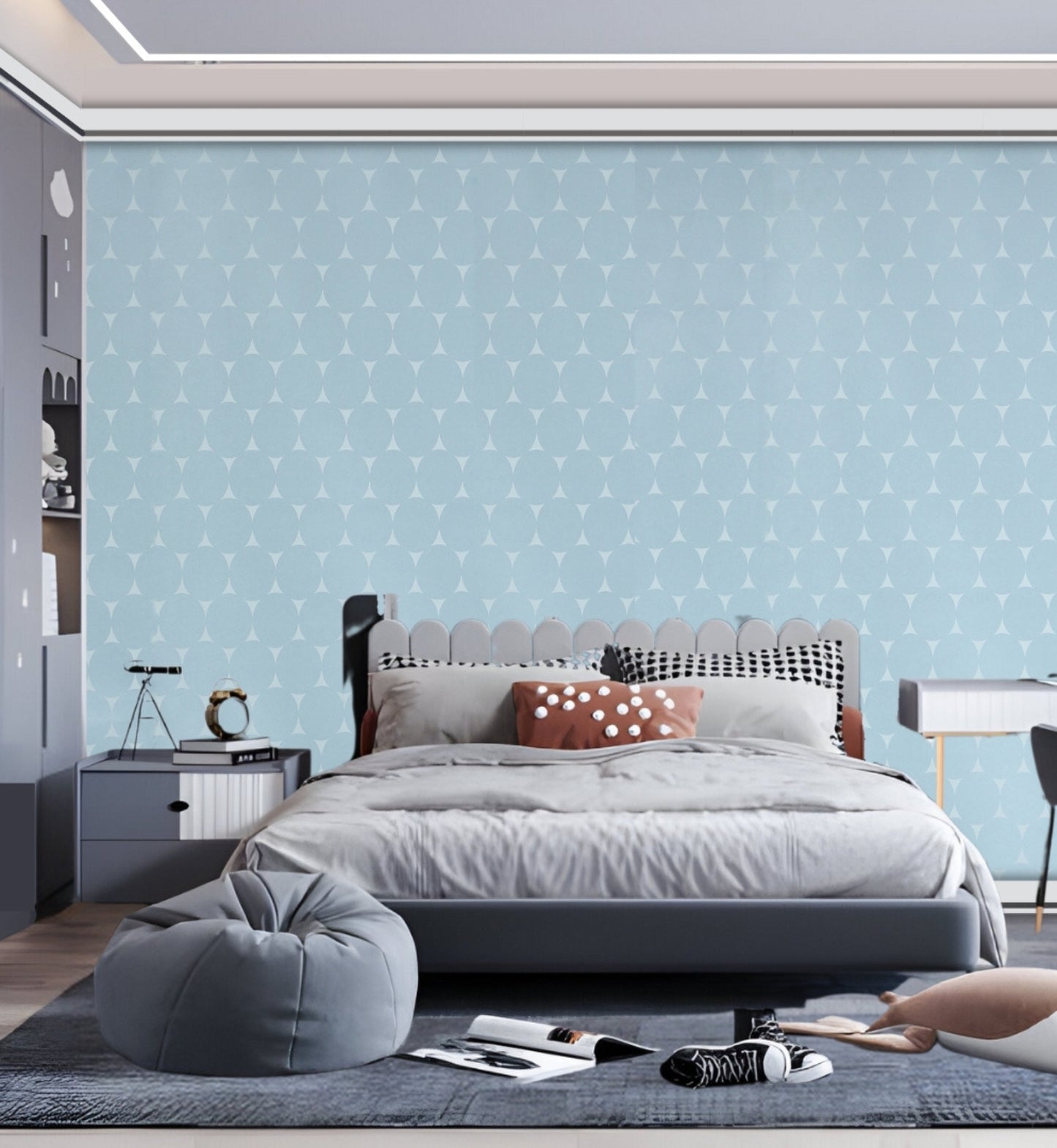 Gracia Sly Blue Oval Mod Wallpaper 301254