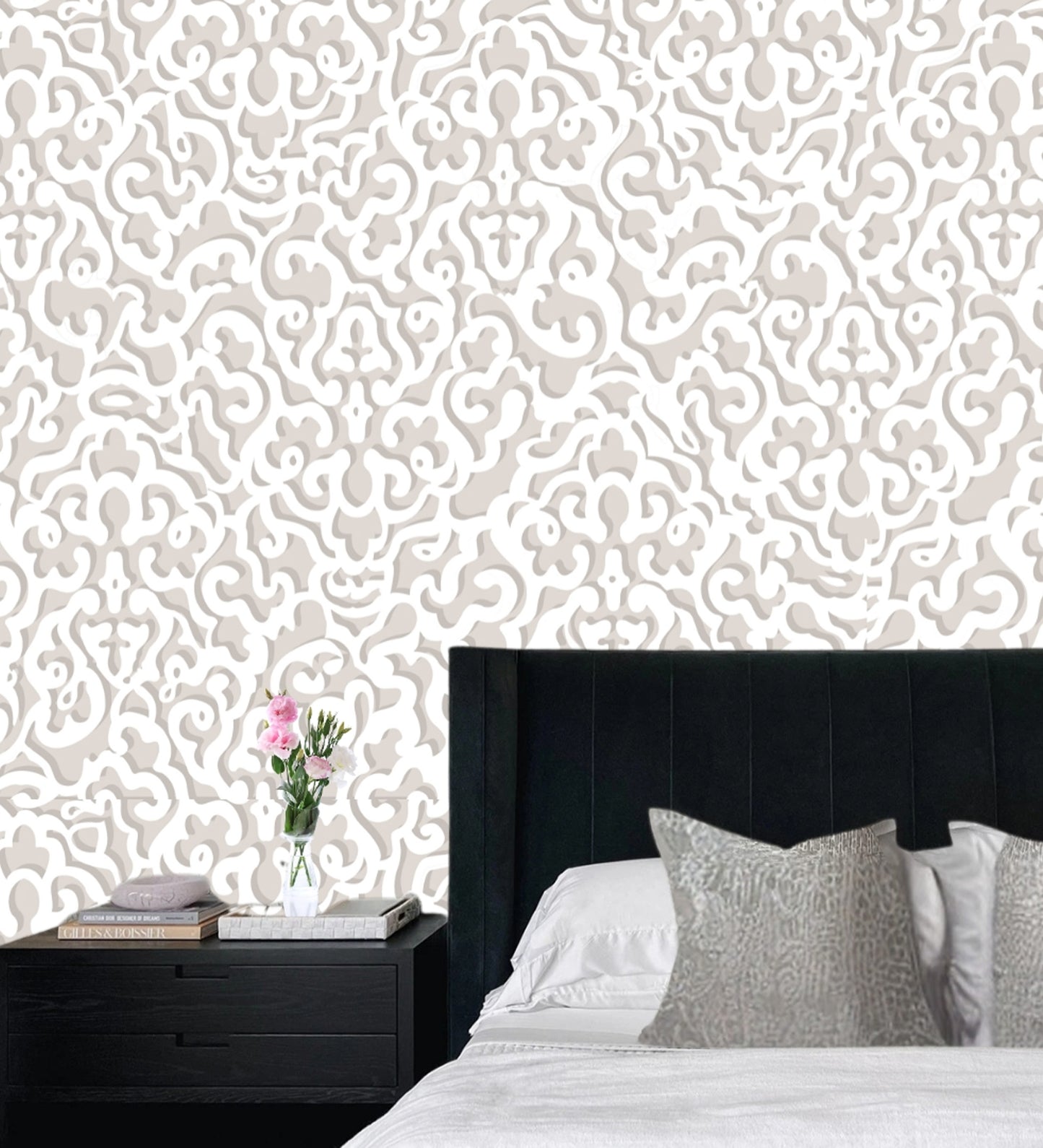 Zircon Beige Abstract Scroll Wallpaper 317010