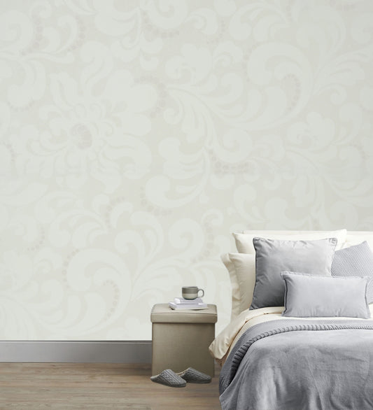 Zircon Off White Pearly Floral Wallpaper 317020