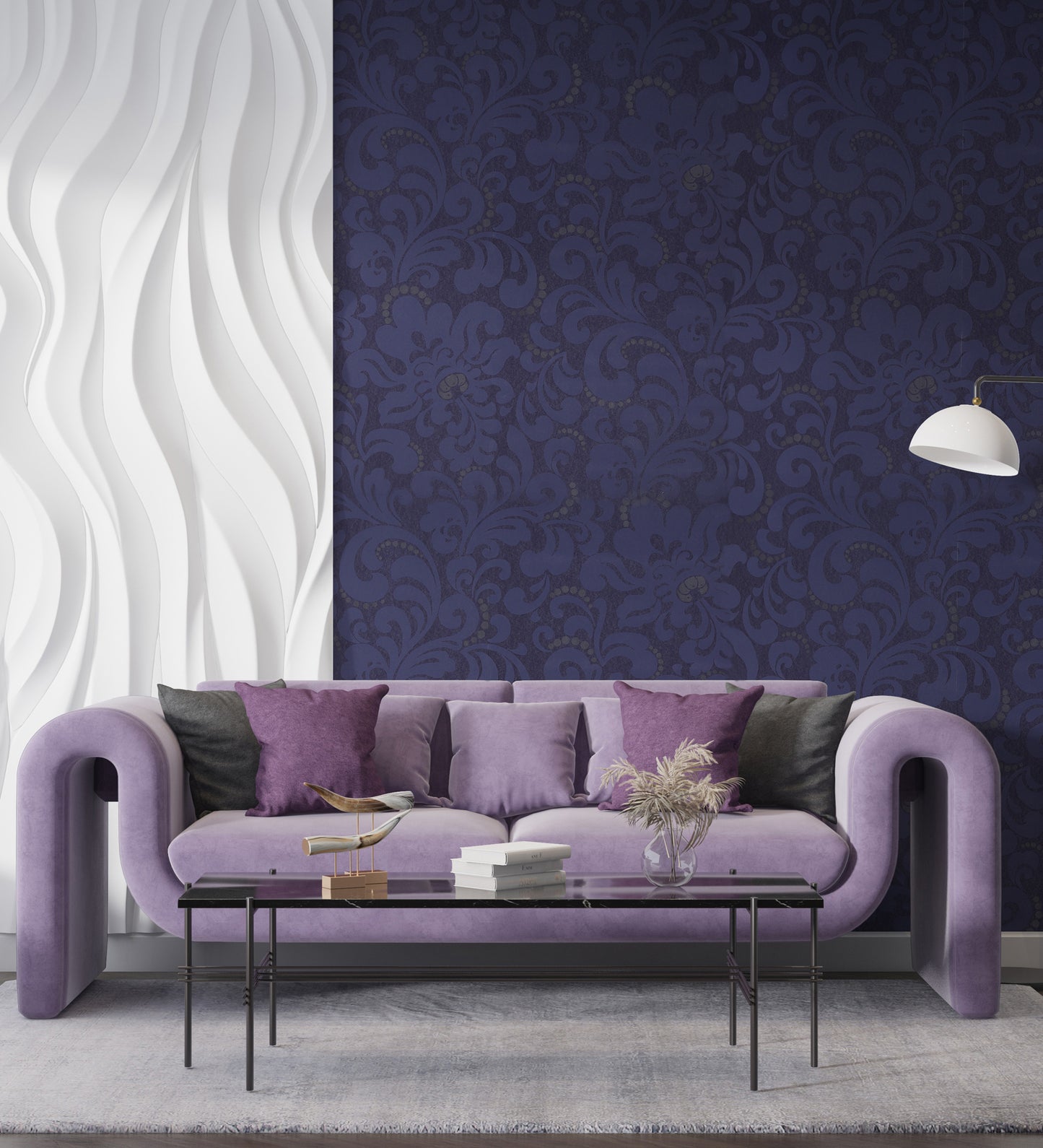 Zircon Grape Purple Pearly Floral Wallpaper 317024