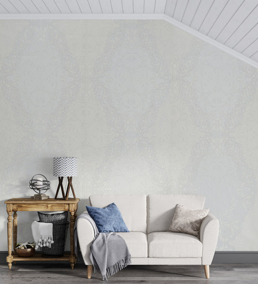 Zircon Baby Blue Dotted Imperial Ogee Wallpaper 317060