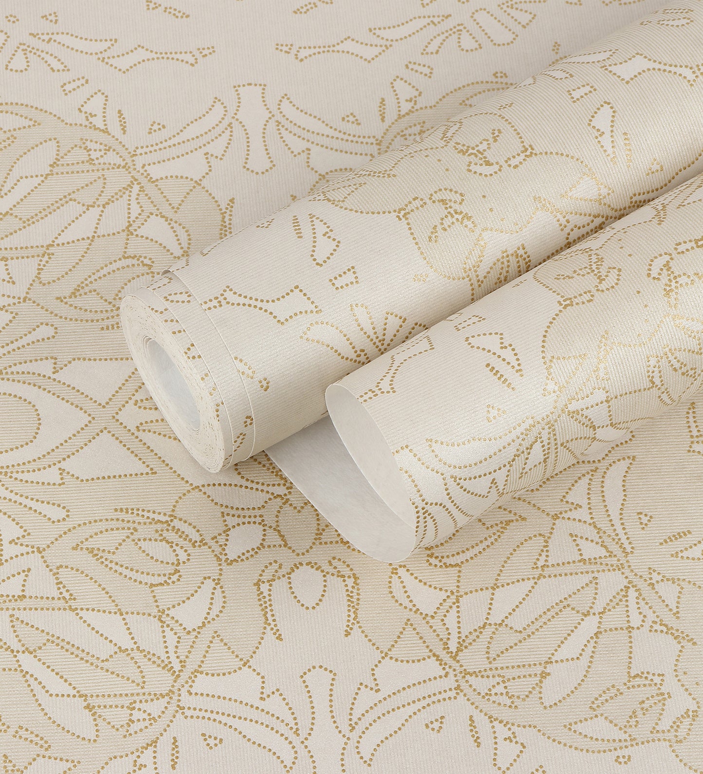Zircon Beige Dotted Imperial Ogee Wallpaper 317061