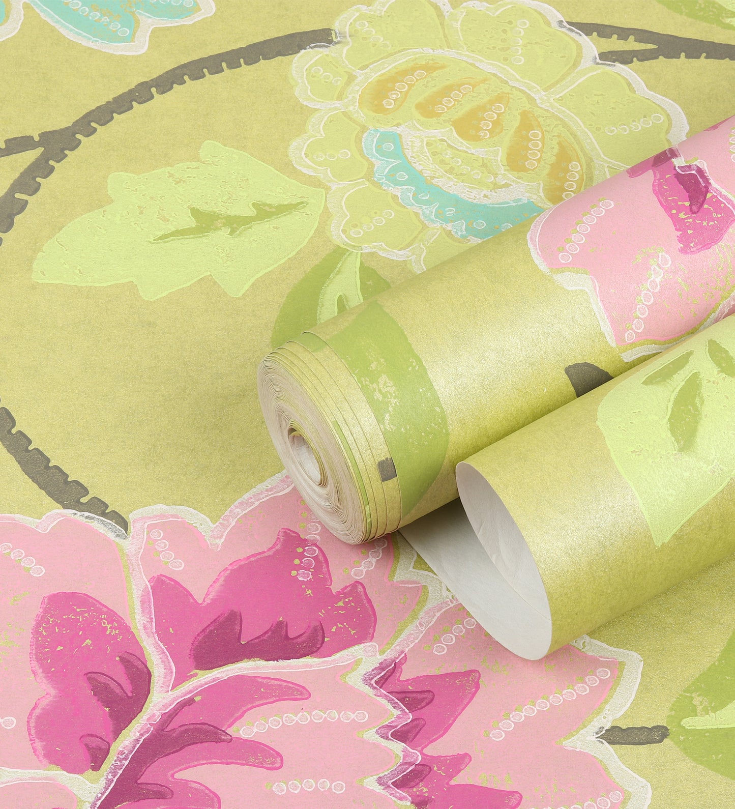 Flamenco Dark Pink Flower & Leaf Design Wallpaper 320705