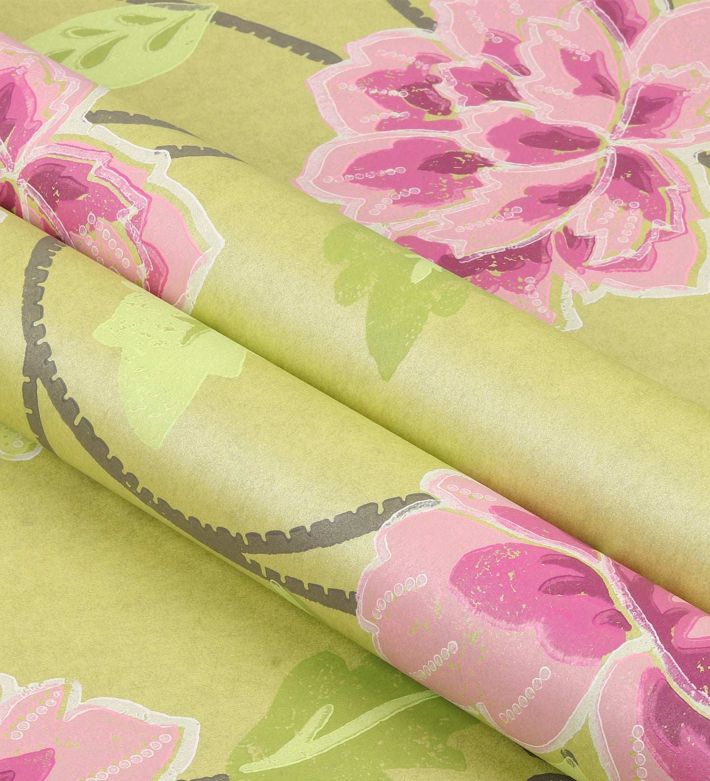 Flamenco Dark Pink Flower & Leaf Design Wallpaper 320705