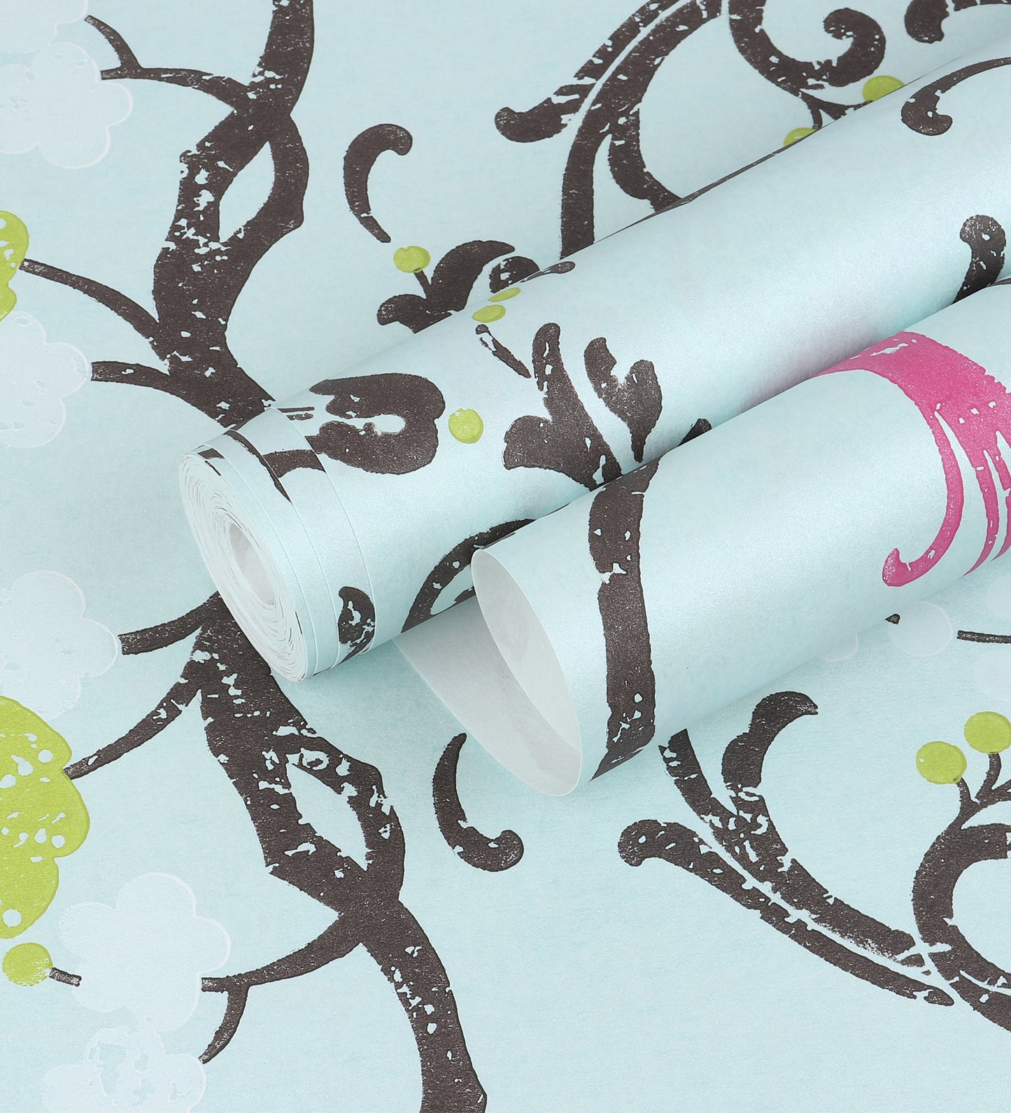 Flamenco Sky Blue Floral Design Wallpaper 320721