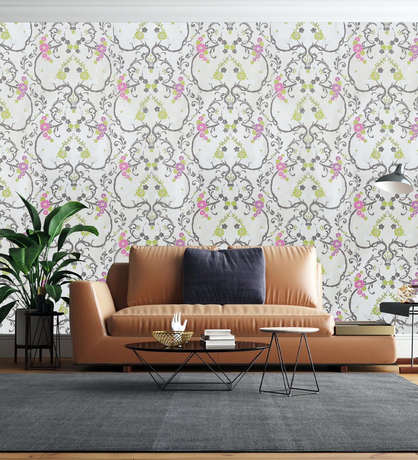 Flamenco Faded Orange Floral Design Wallpaper 320727