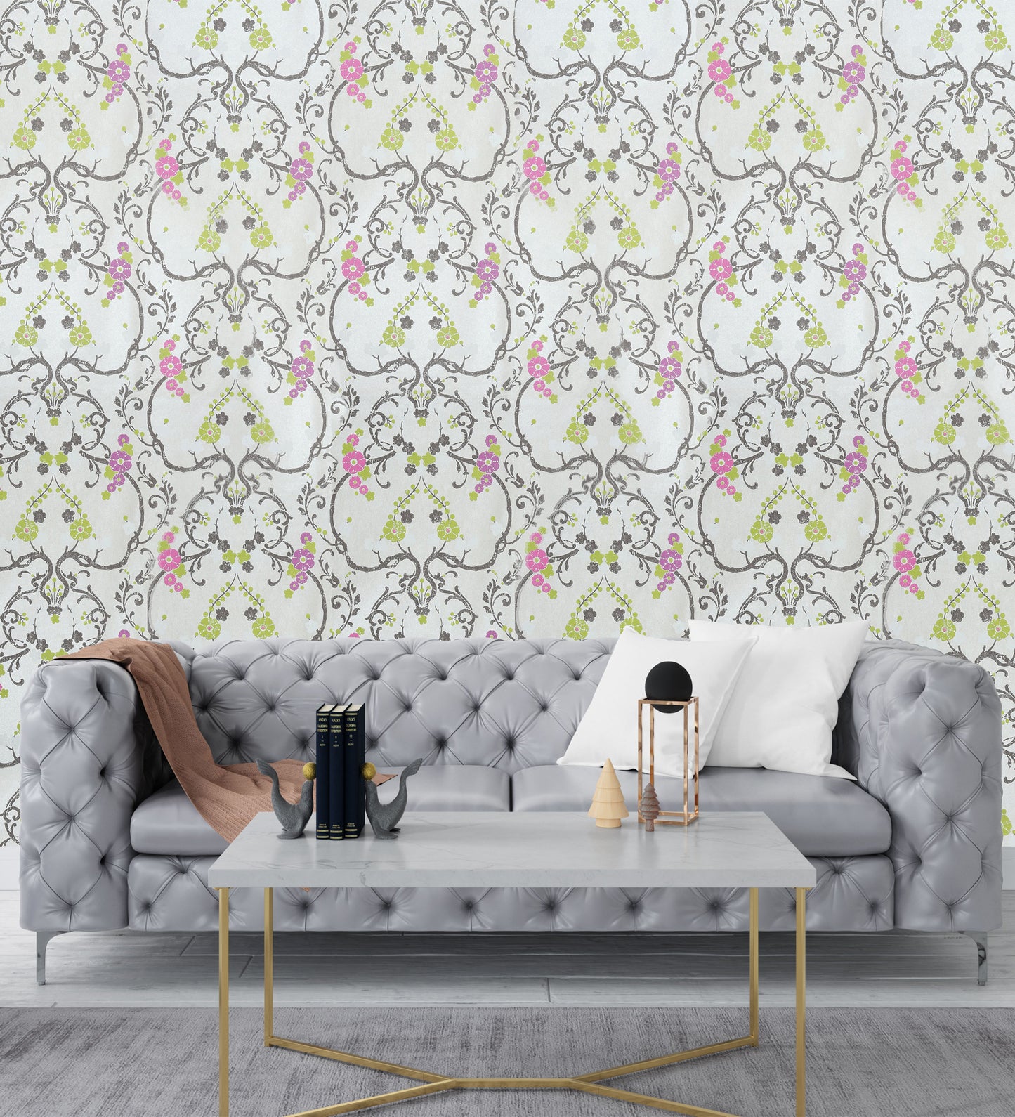 Flamenco Faded Orange Floral Design Wallpaper 320727