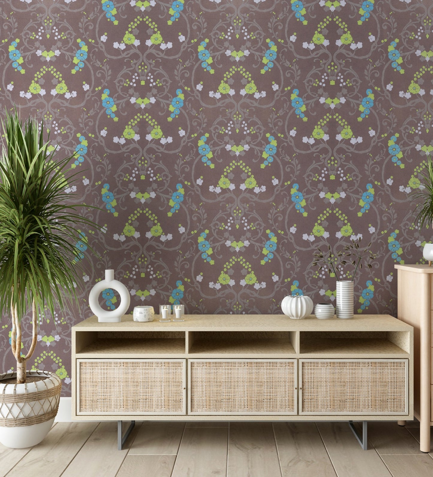 Flamenco Brown Floral Design Wallpaper 320728