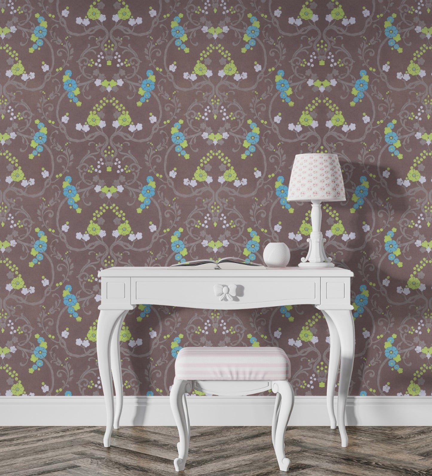 Flamenco Brown Floral Design Wallpaper 320728