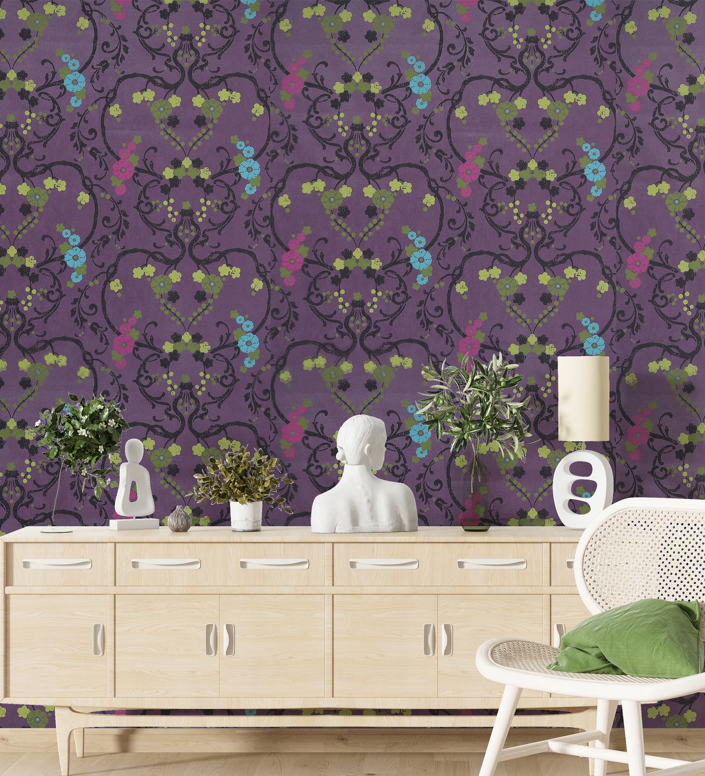 Flamenco Purple Floral Design Wallpaper 320729