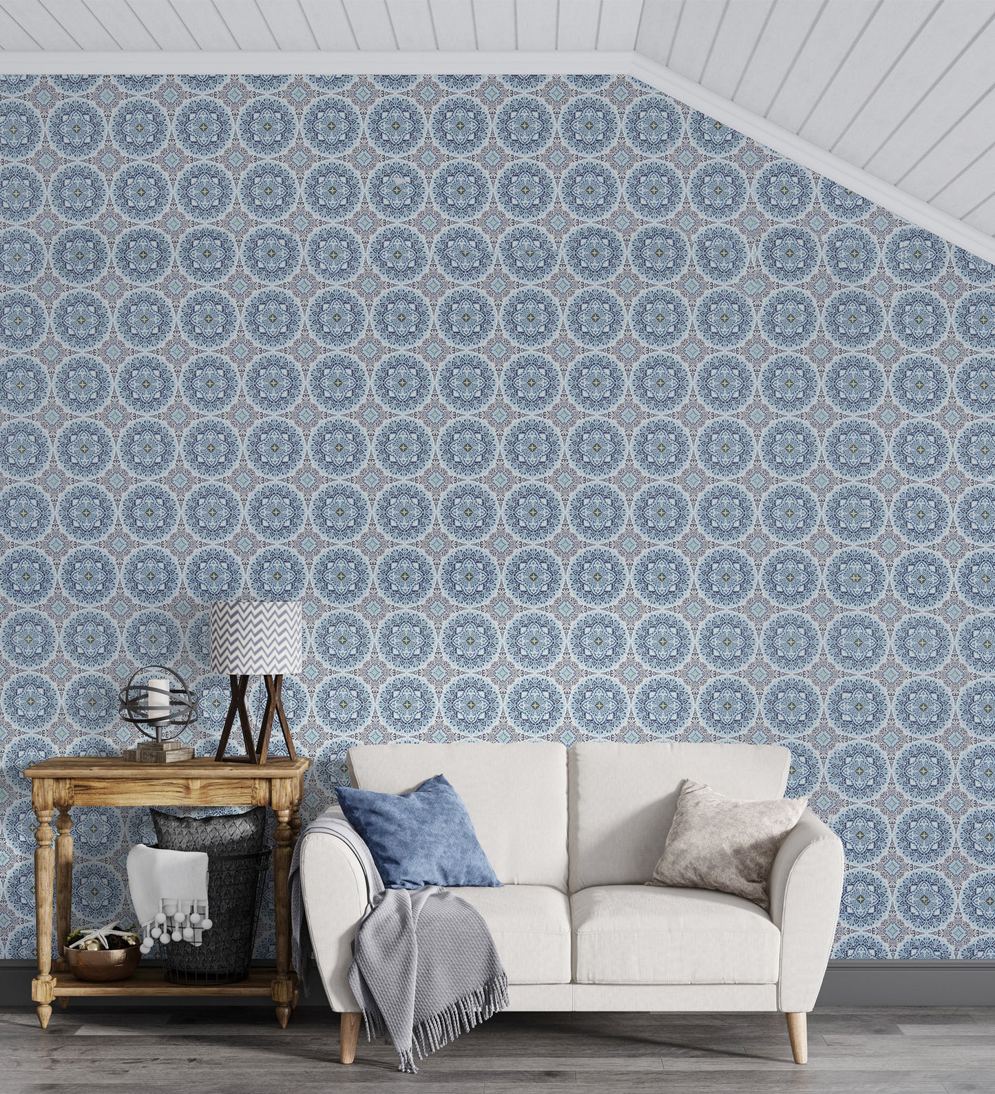 Flamenco Blue Circular Design Wallpaper 320735
