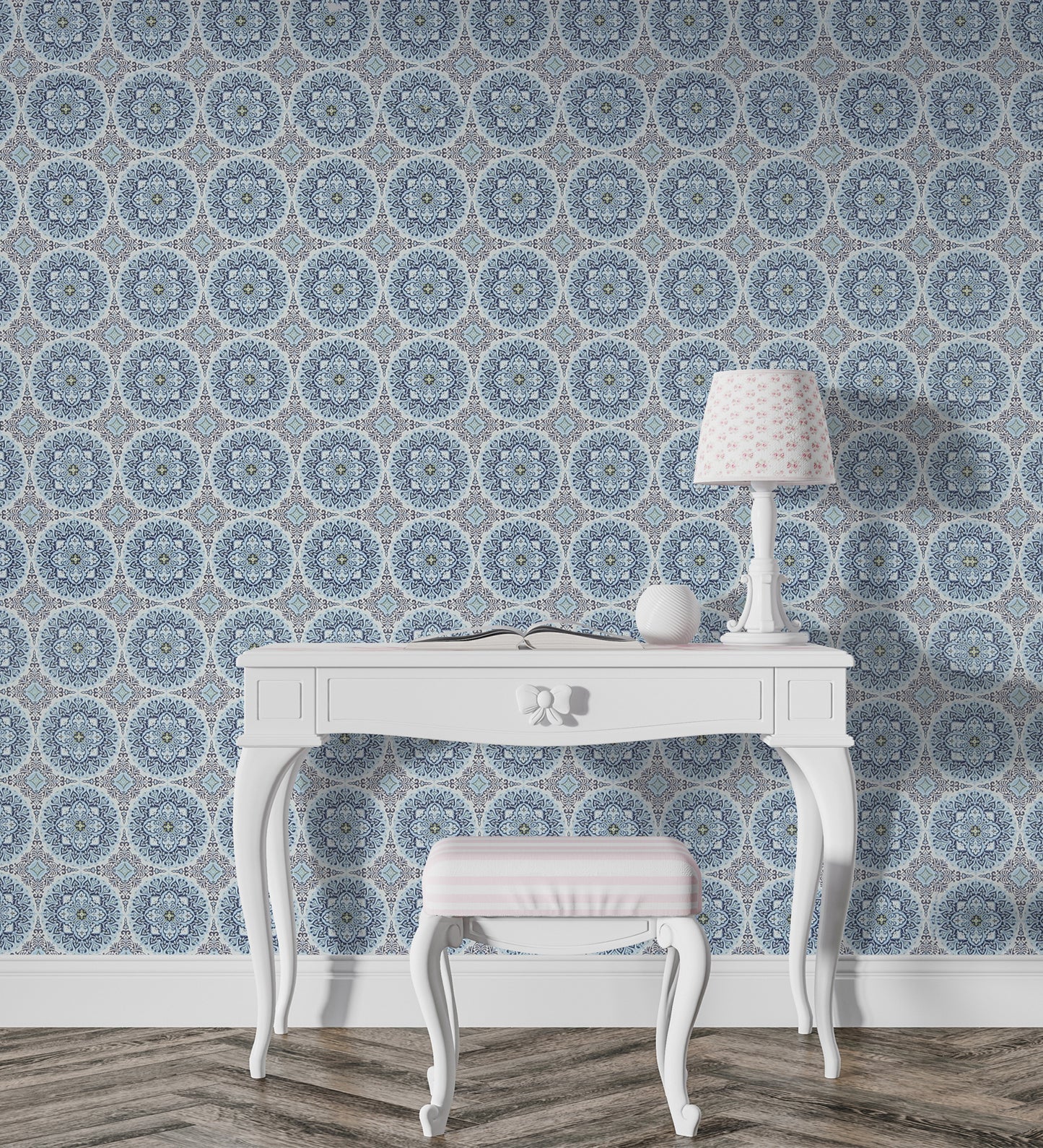 Flamenco Blue Circular Design Wallpaper 320735