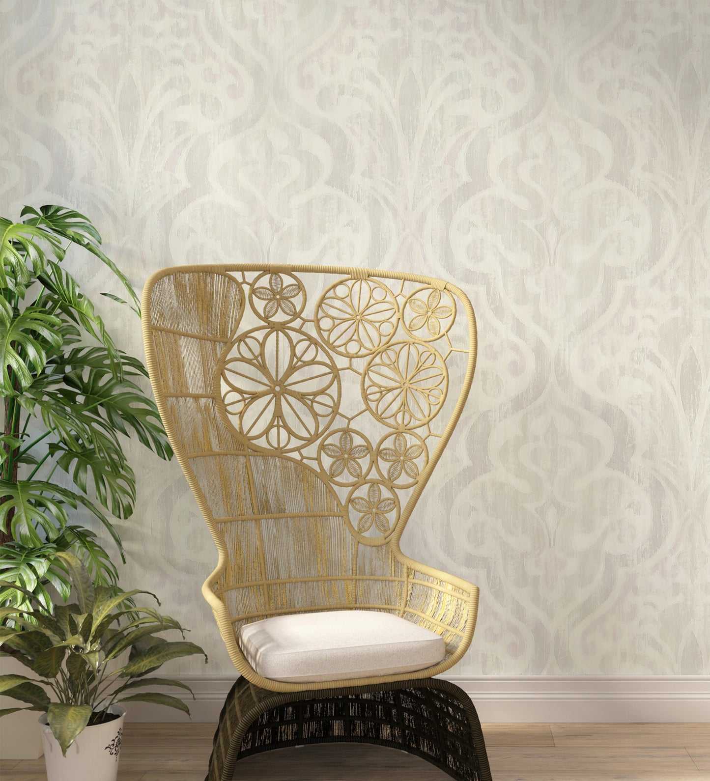 Flamenco Faded Brown Floral Design Wallpaper 320740