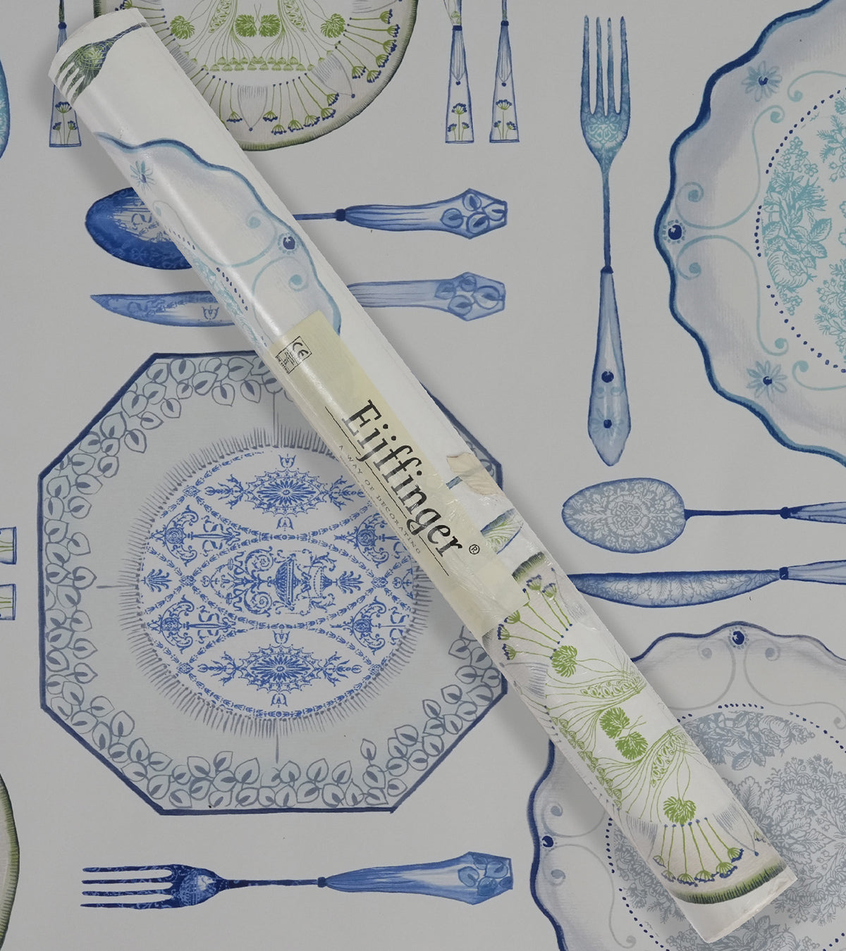 American Classic Blue Green Cutlery Wallpaper 330804