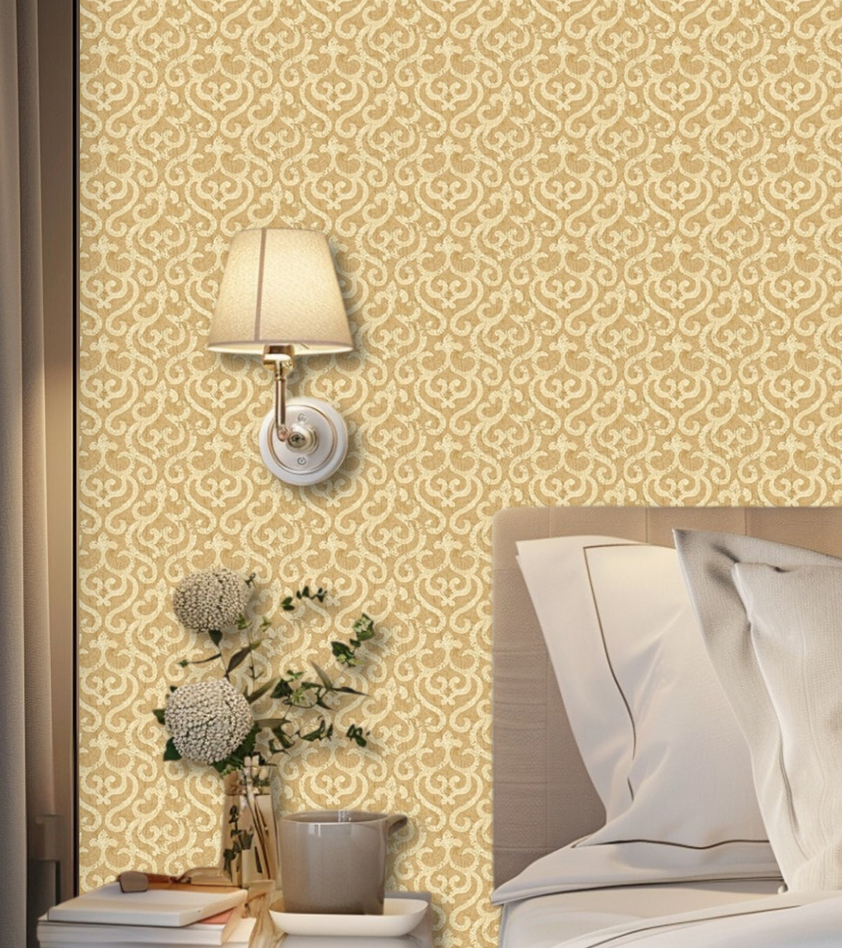 American Archive Rugged Brown Scroll Wallpaper 331754