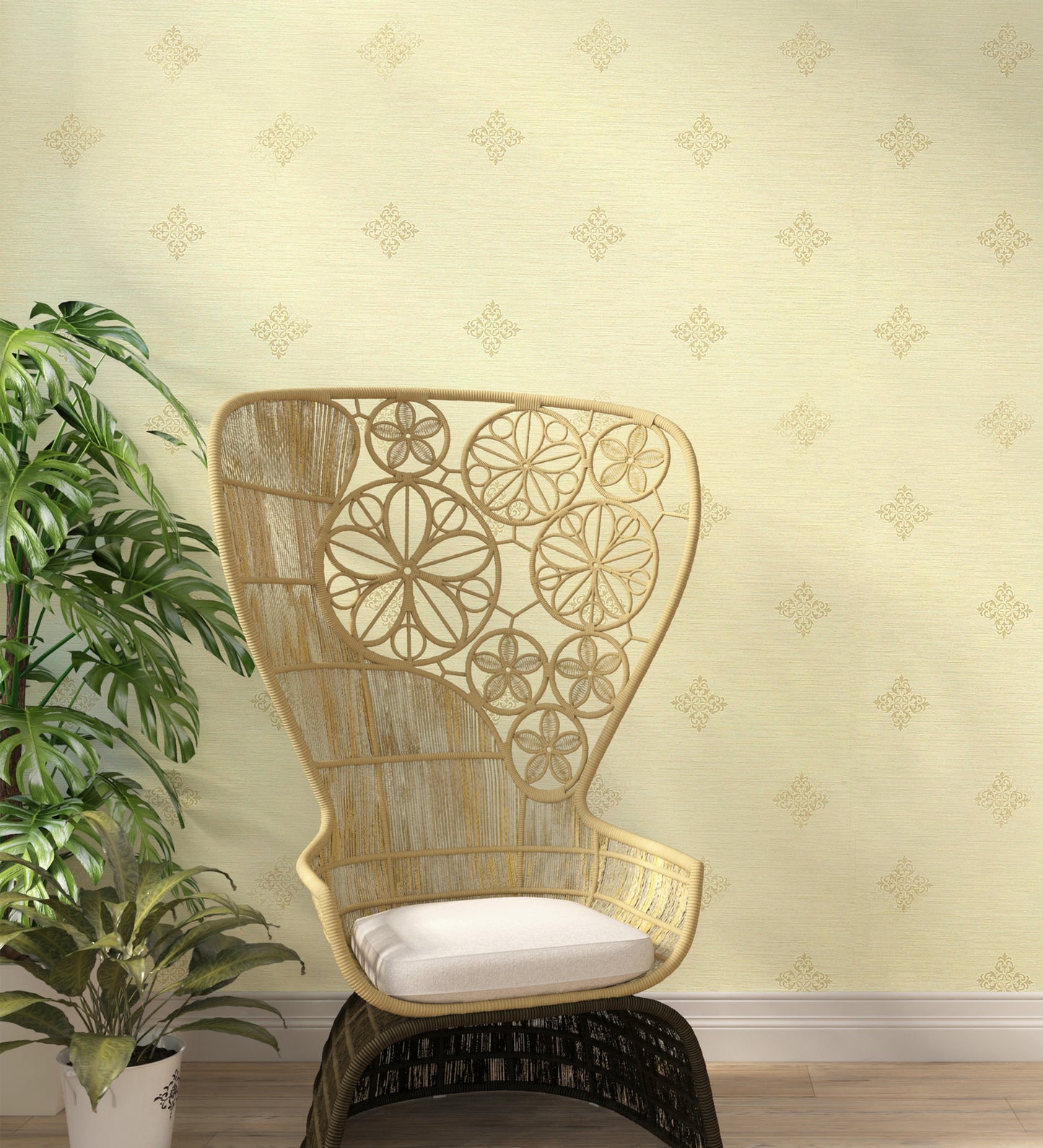 Lyndhurst Beige Baroque Motif Design Wallpaper 331906