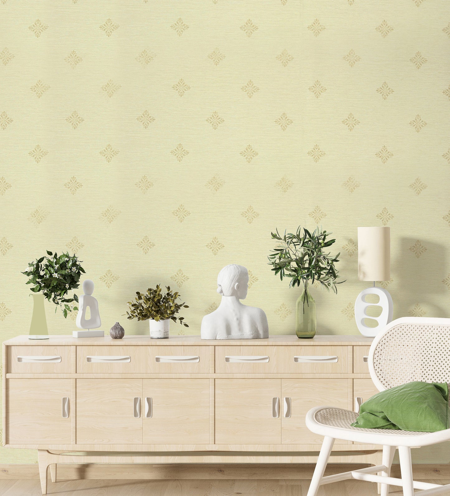 Lyndhurst Beige Baroque Motif Design Wallpaper 331906