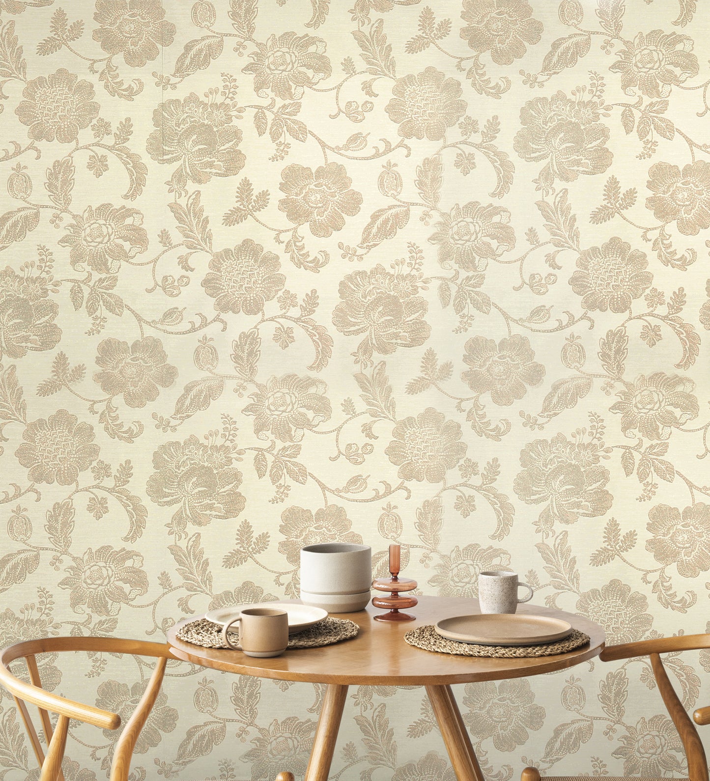 Lyndhurst Beige Damask Design Wallpaper 331949