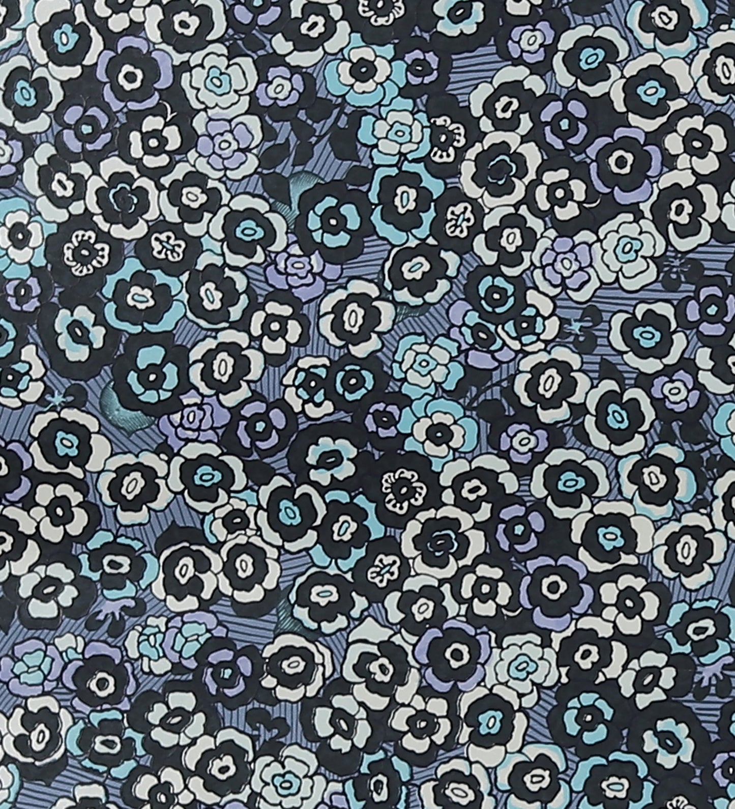 Raval Sky Blue, Black & White Floral Design Wallpaper 341503
