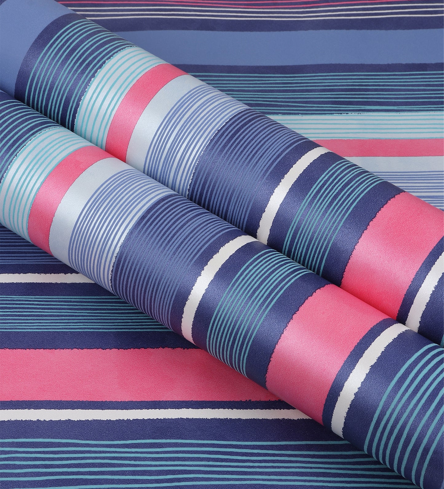 Raval Blue, Pink & White Striped Design Wallpaper 341512