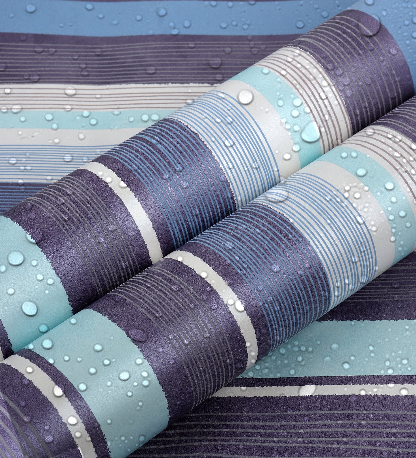 Raval White, Sky Blue & Brown Striped Design Wallpaper 341513
