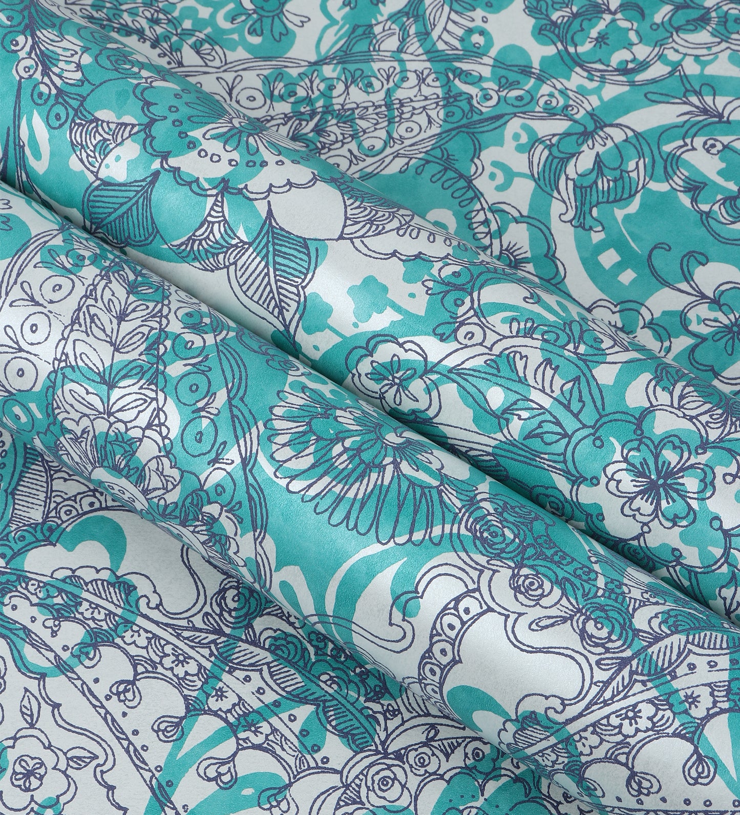 Raval Greenish Blue Floral Design Wallpaper 341520