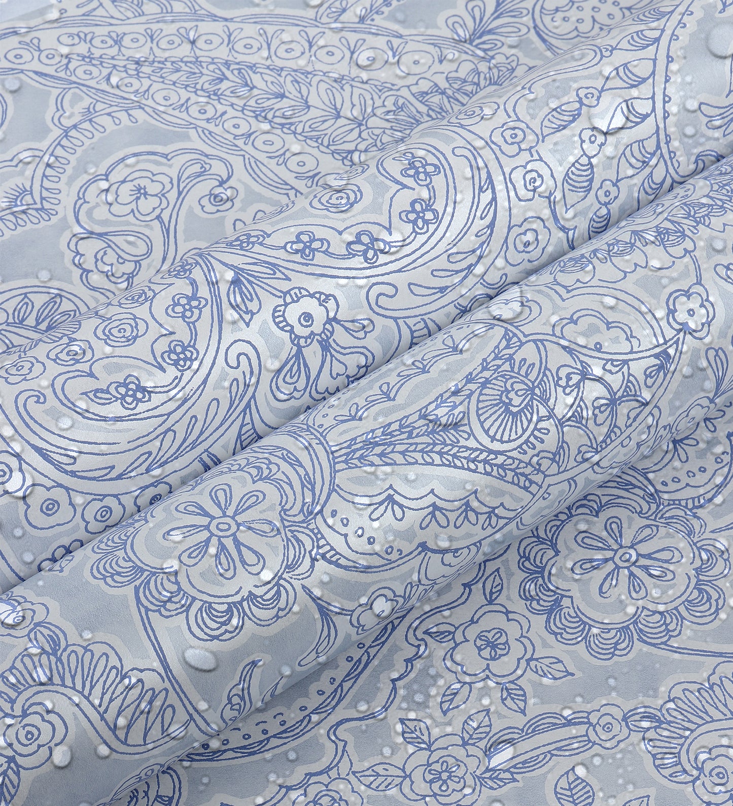 Raval Faded Blue Sketched Floral Design Wallpaper 341525