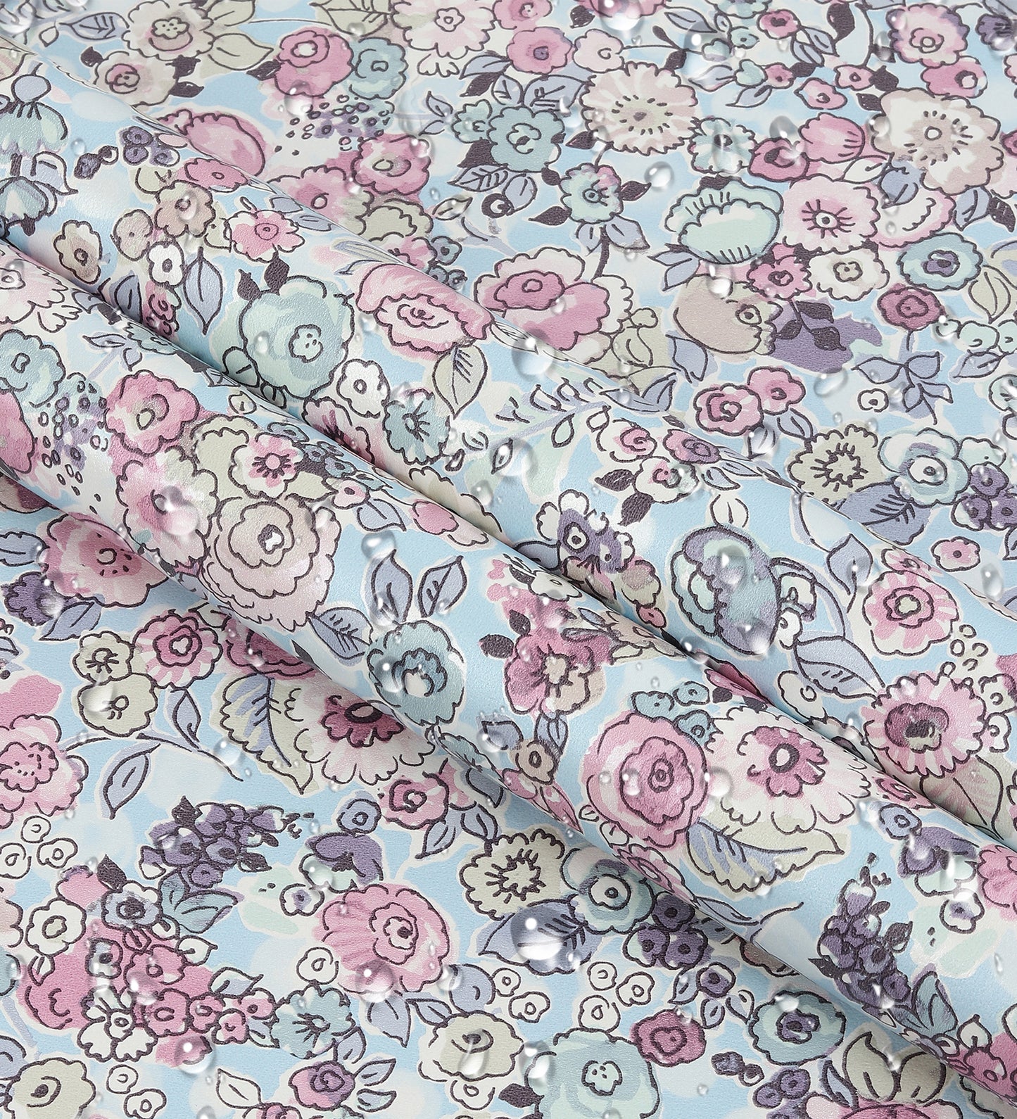 Raval Light Red, Light Yellow &Sky Blue Floral Design Wallpaper 341533