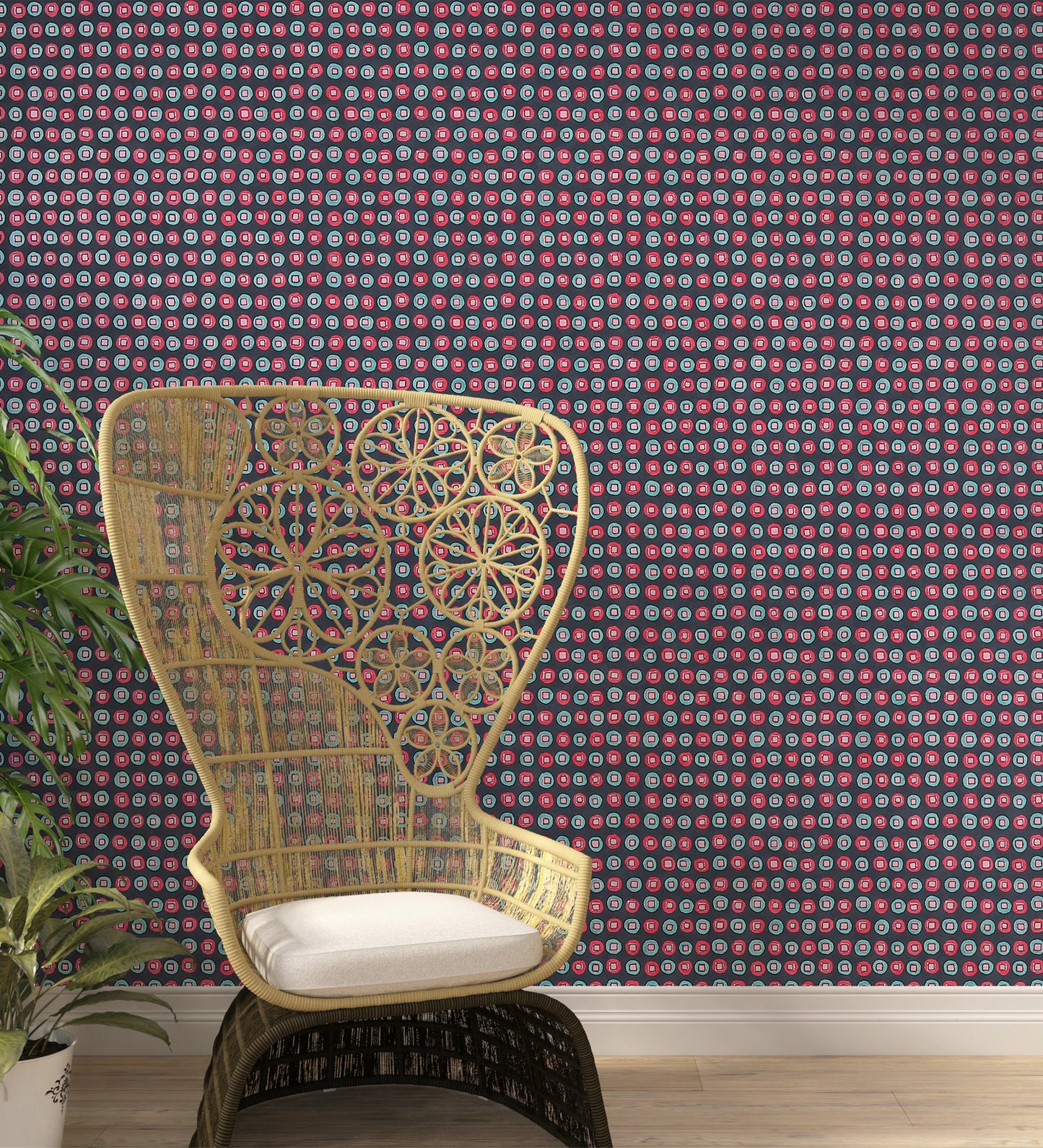 Raval Cherry Red Classic Dotted Circle Design Wallpaper 341540