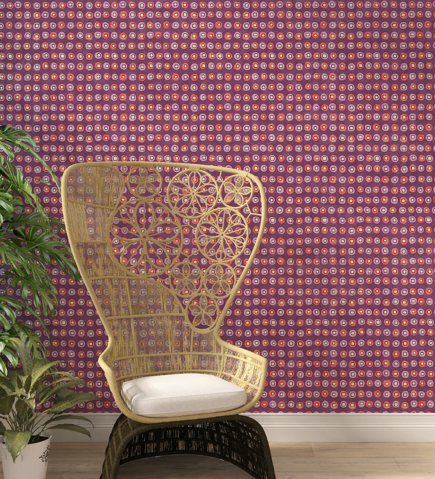 Raval Red & Purple Classic Dotted Circle Design Wallpaper 341541