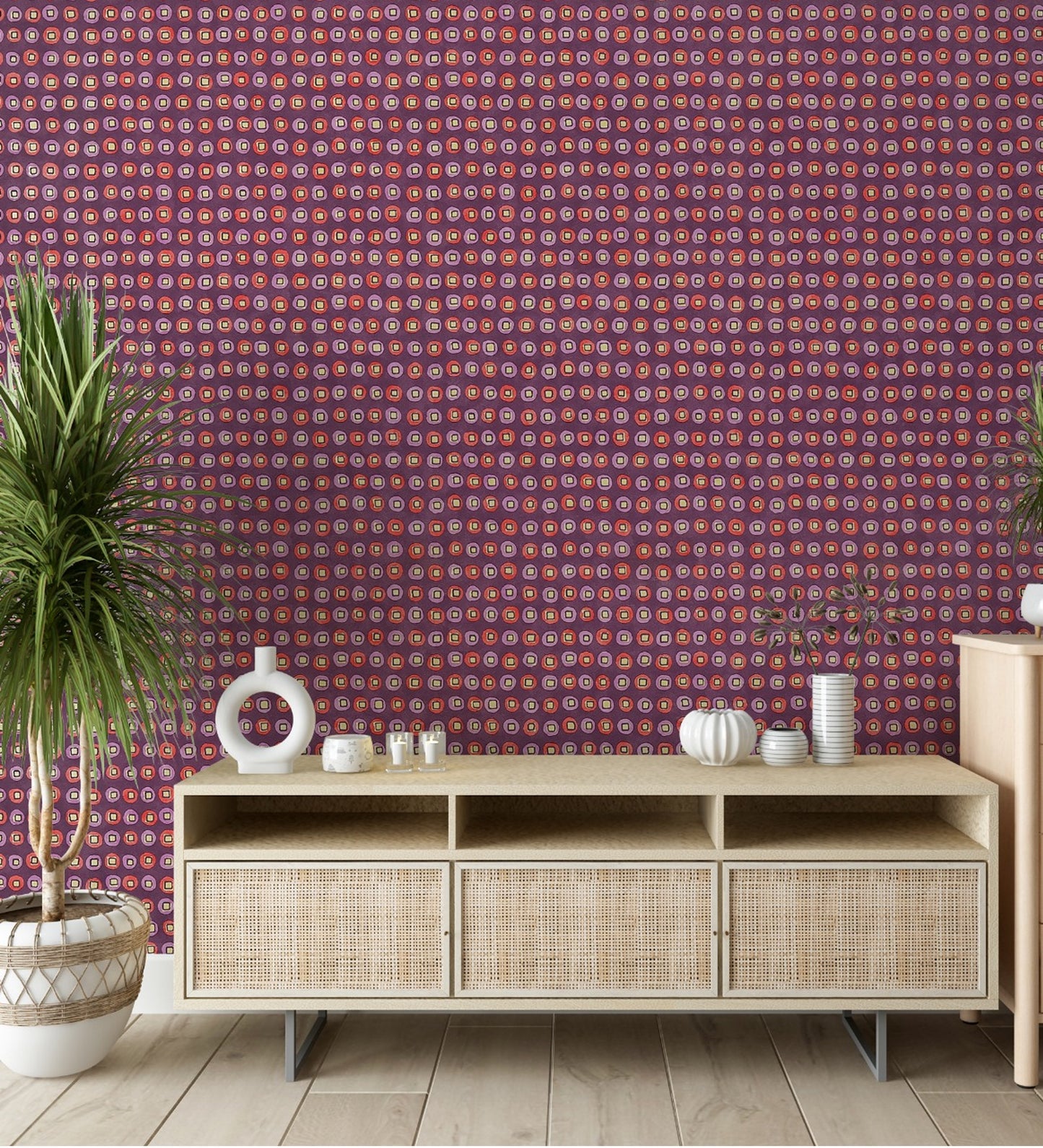 Raval Red & Purple Classic Dotted Circle Design Wallpaper 341541