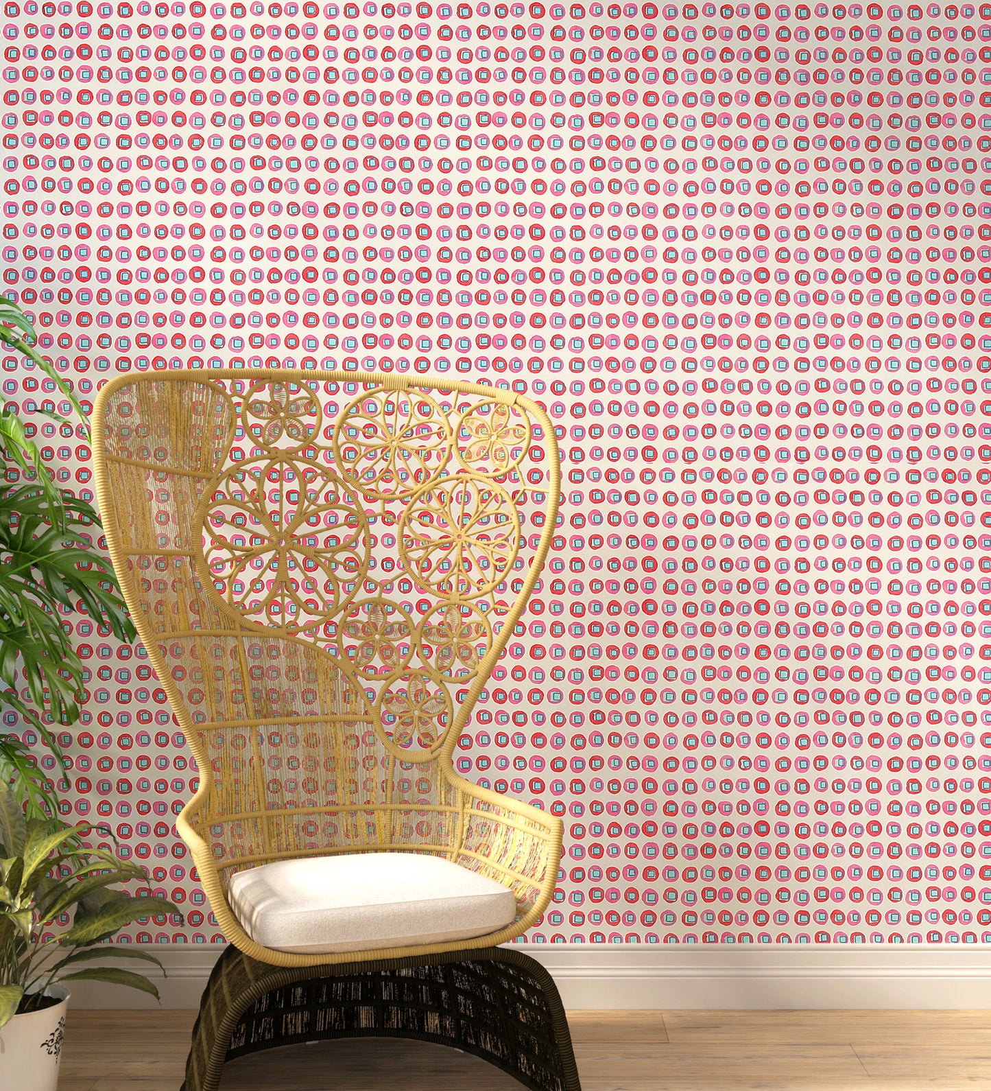 Raval Red & Pink Classic Dotted Circle Design Wallpaper 341542