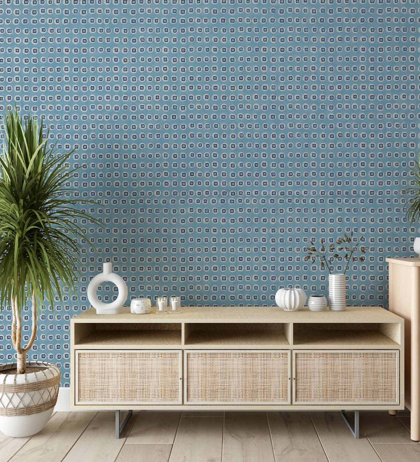 Raval Blue Classic Dotted Circle Design Wallpaper 341543