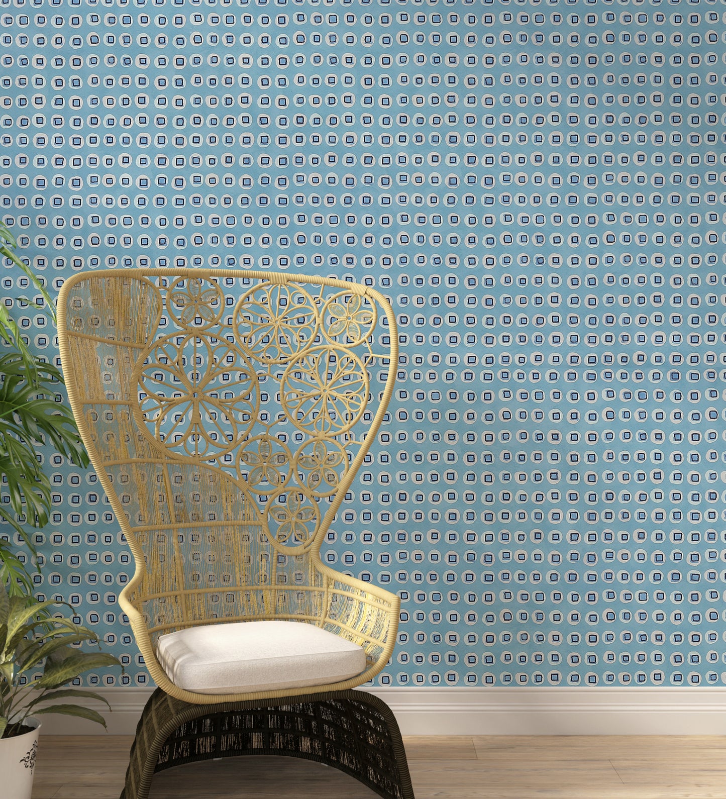 Raval Blue Classic Dotted Circle Design Wallpaper 341543