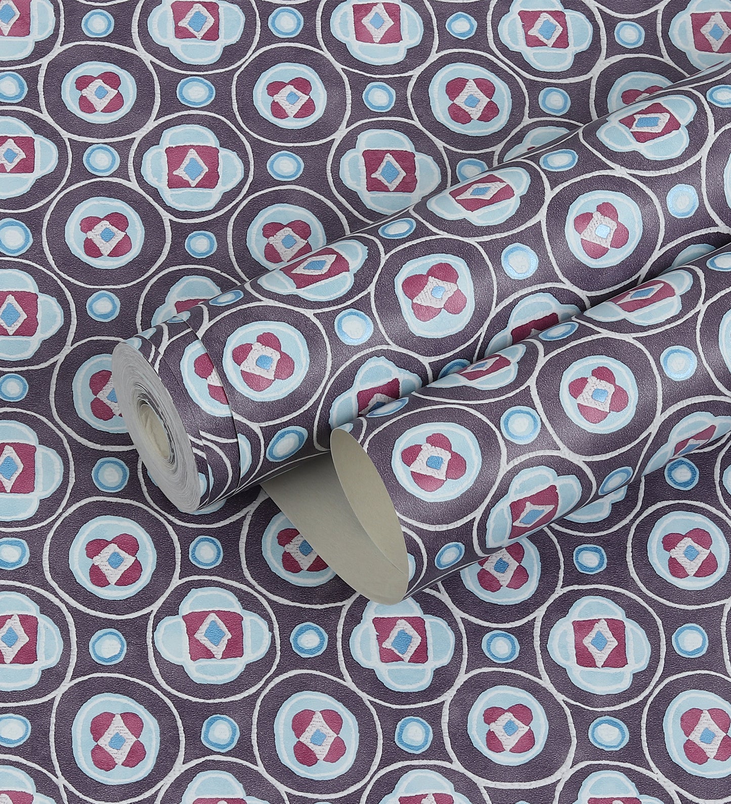 Raval Light Brown & White Classic Dotted Circle Design Wallpaper 341553