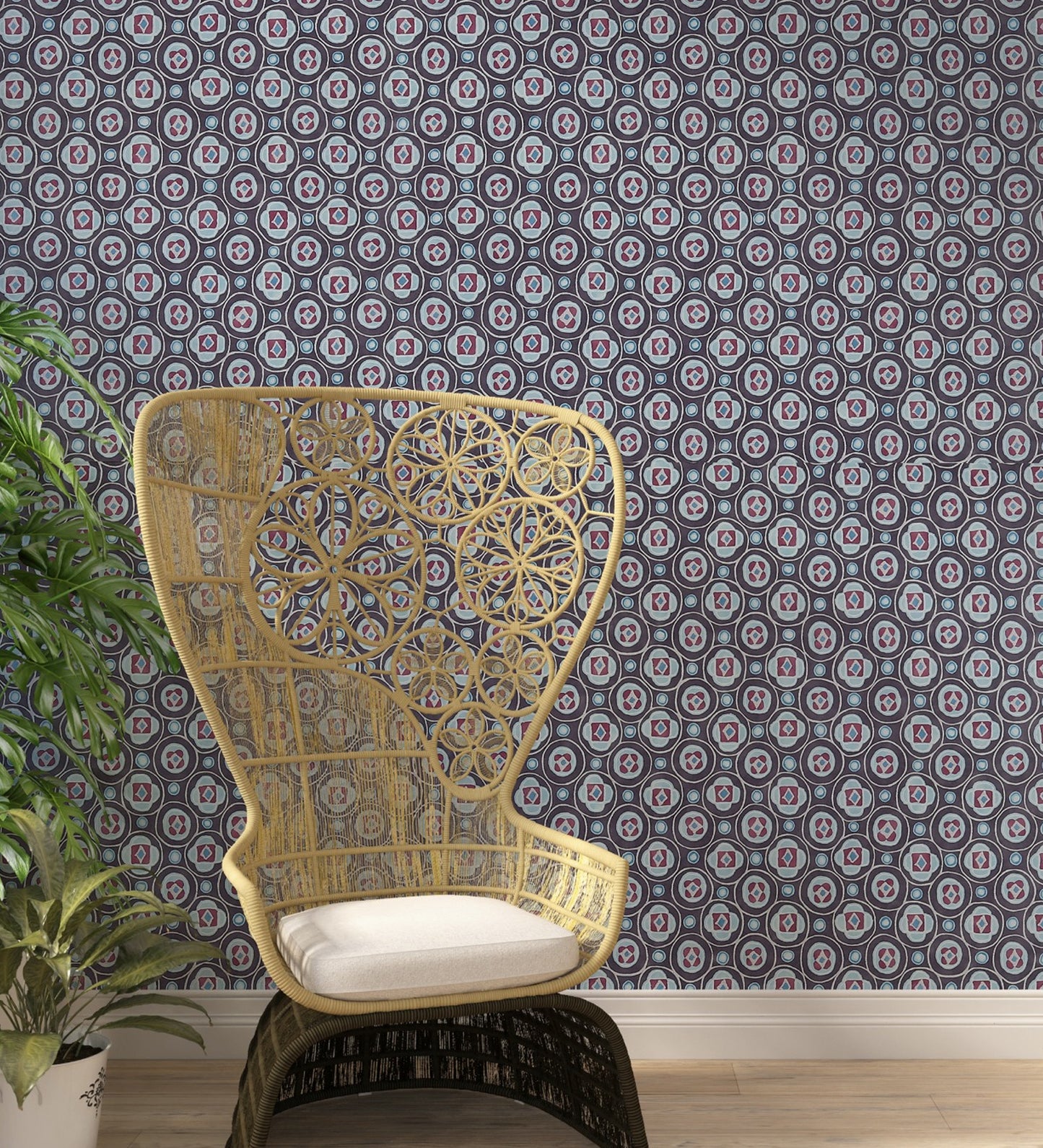 Raval Light Brown & White Classic Dotted Circle Design Wallpaper 341553