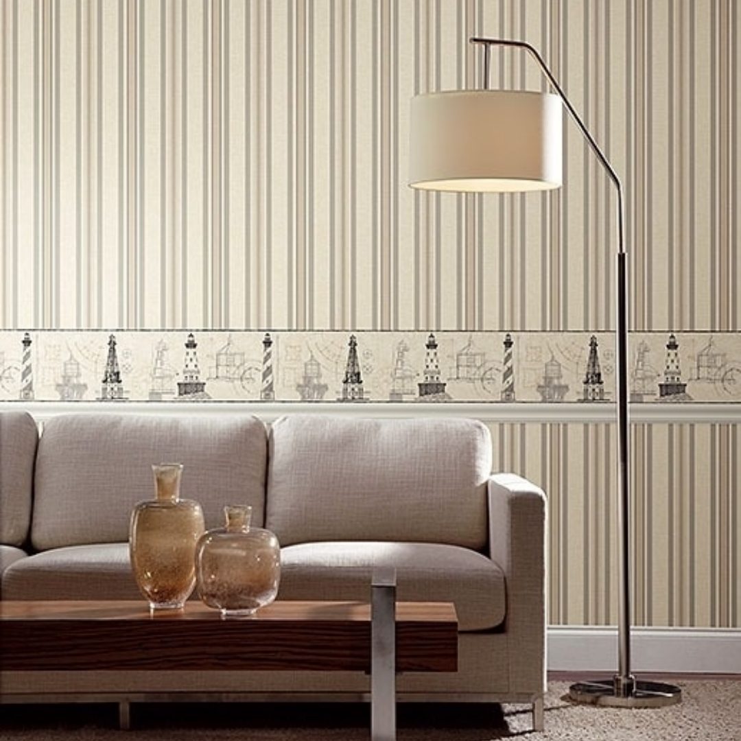 American Classic Brown Gray Hairline Stripes Wallpaper 330842