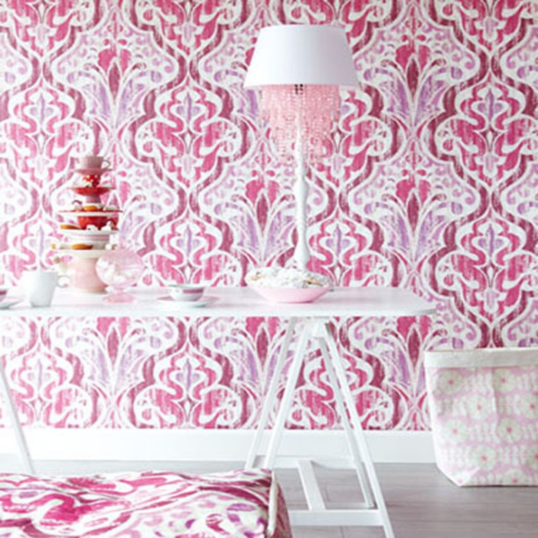 Flamenco Pink & Purple Damask Design Wallpaper 320743