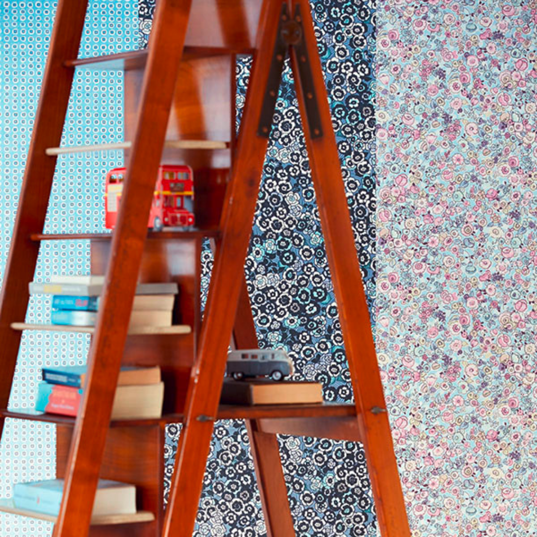 Raval Dark Pink, Sky Blue & Yellow Floral Design Wallpaper 341535