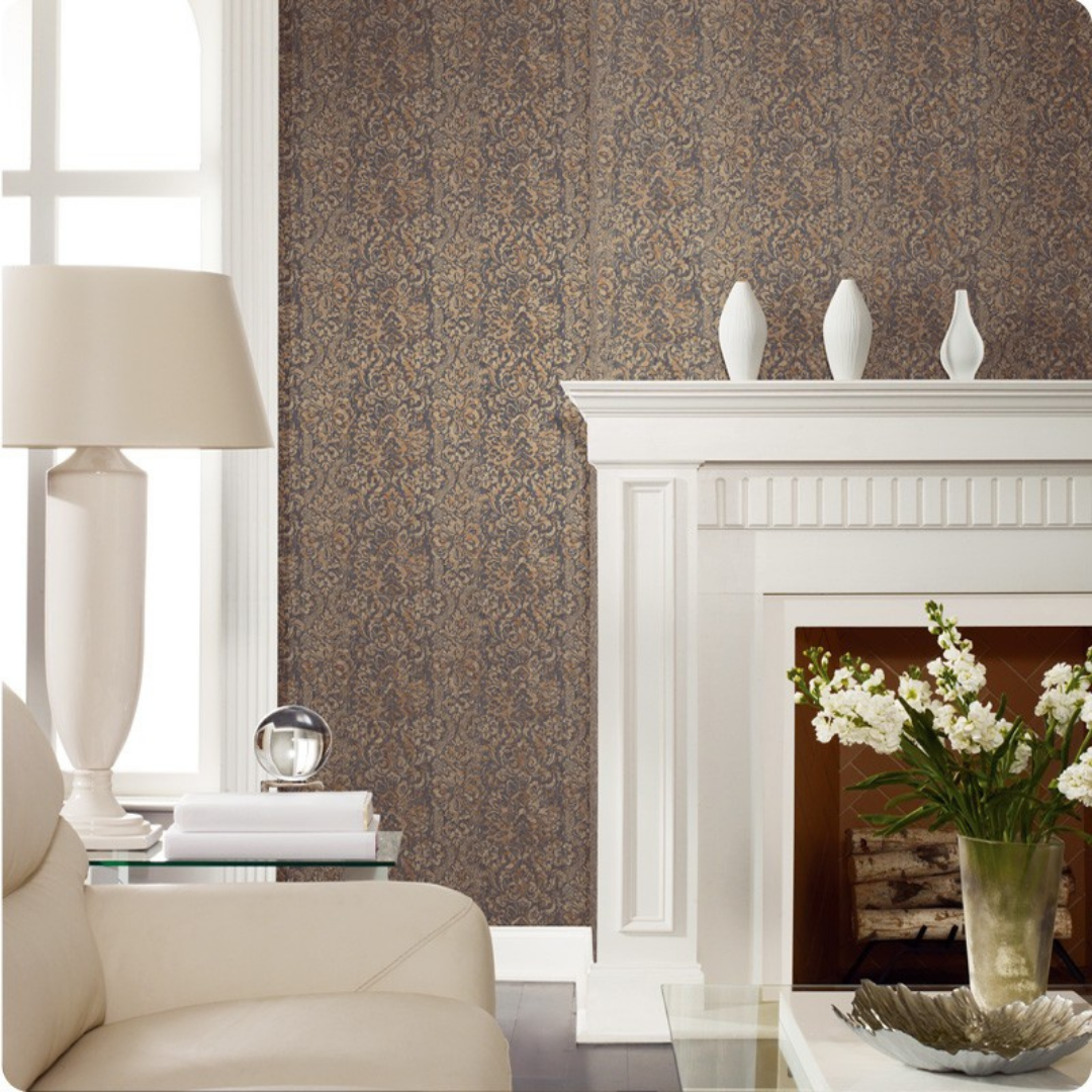 American Archive Golden Trellis Moire Wallpaper 331772