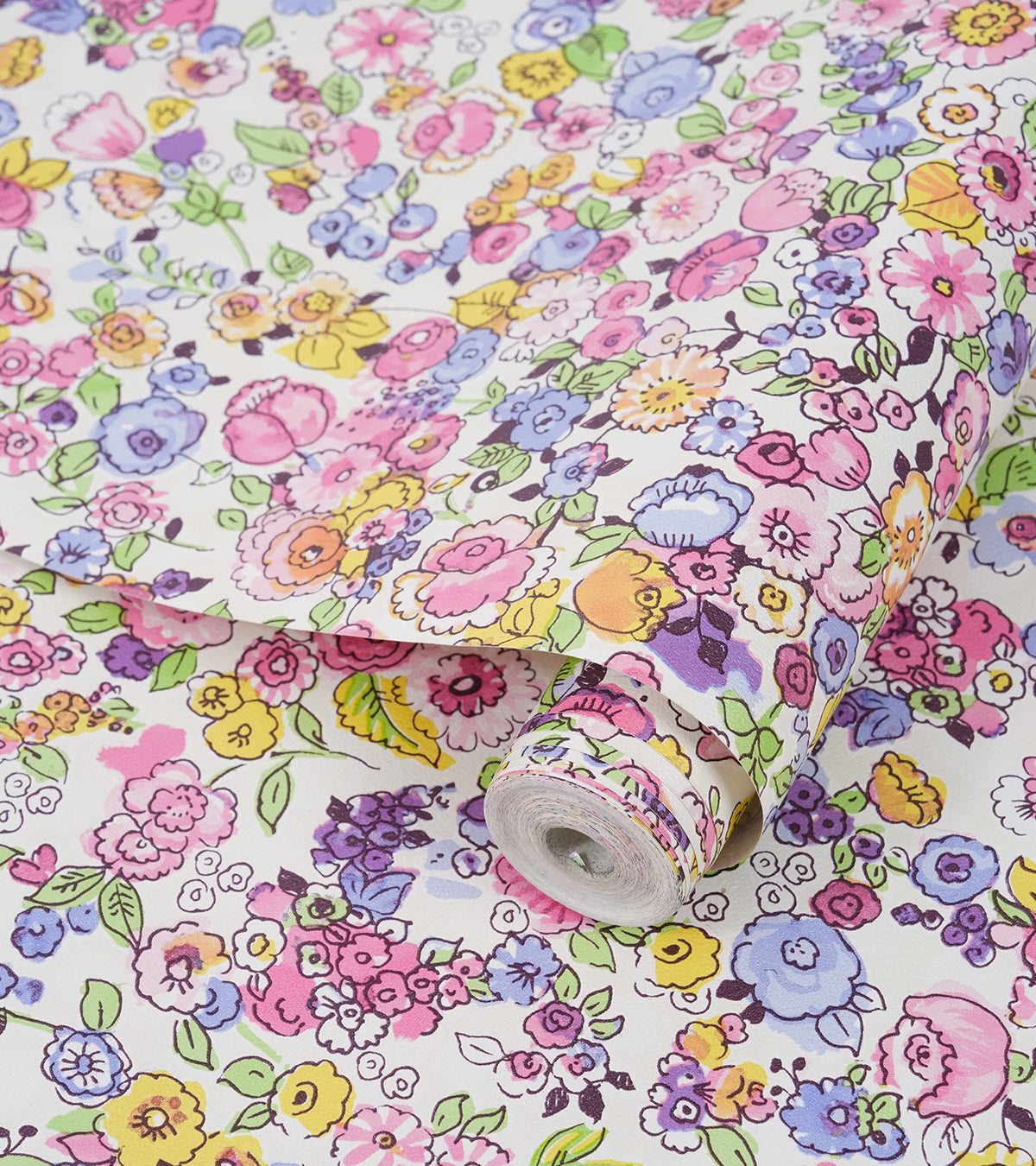 Raval Cherry Red, Yellow & Violet Floral Design Wallpaper 341531
