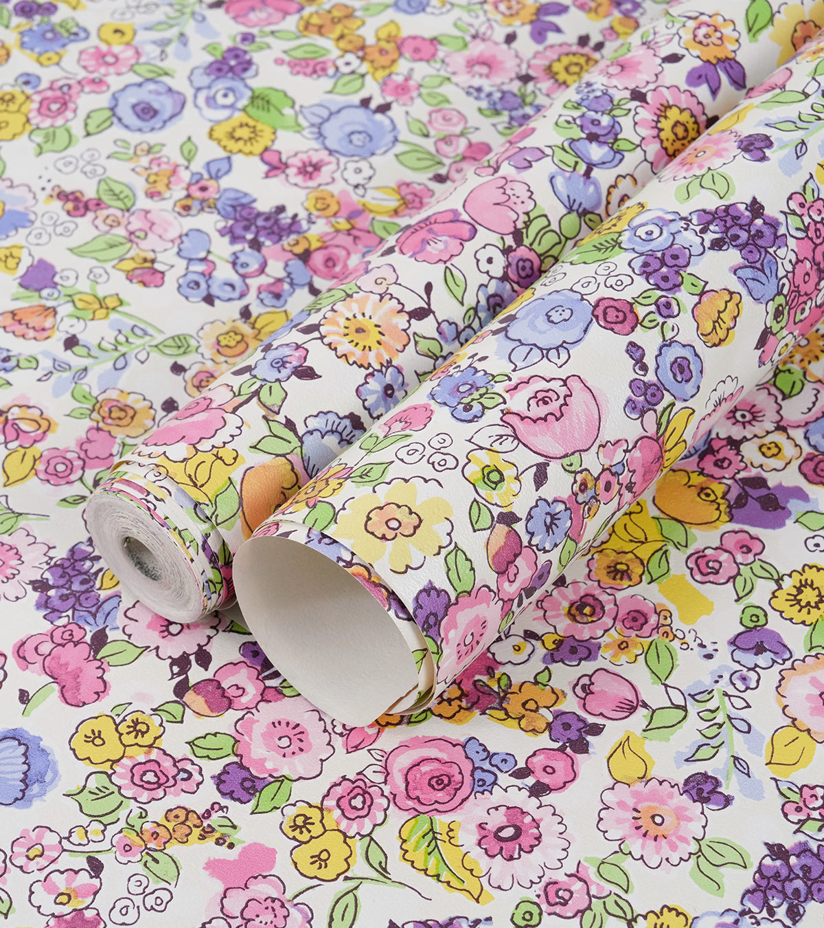 Raval Cherry Red, Yellow & Violet Floral Design Wallpaper 341531