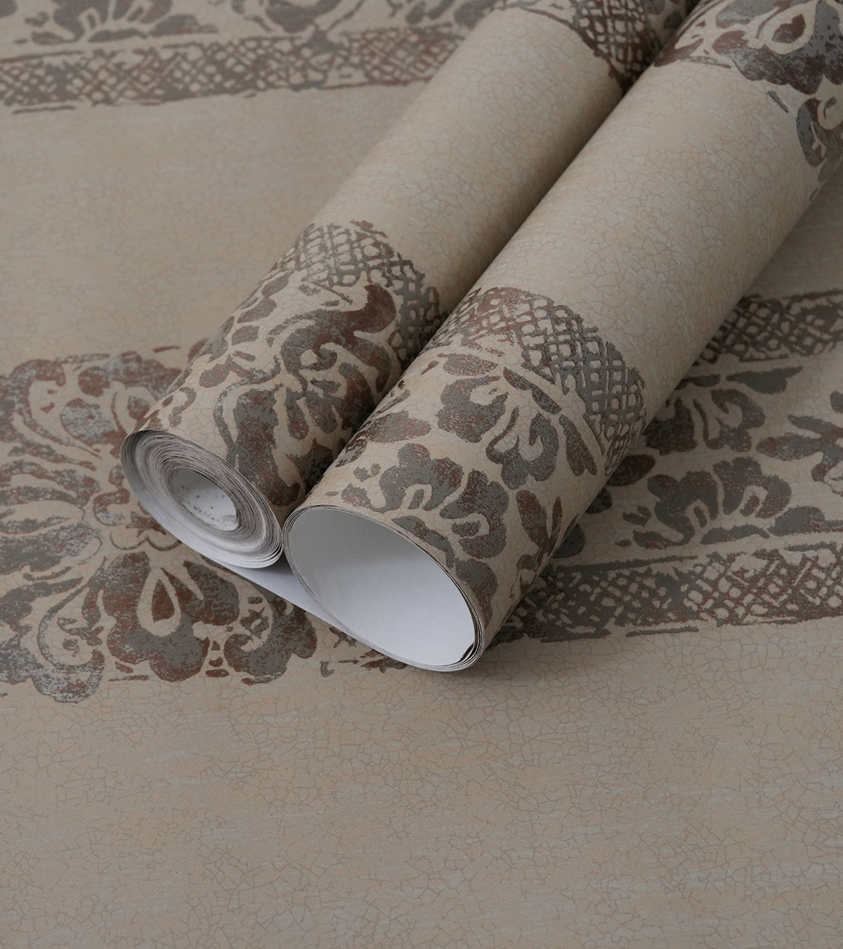 American Archive Beige Striped Trellis Moire Wallpaper 331776