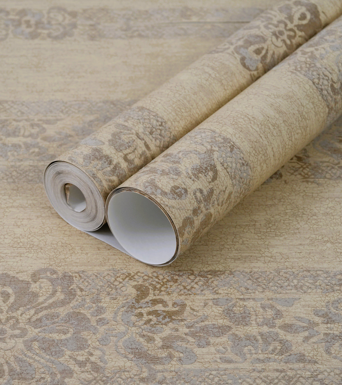 American Archive Dust Brown Striped Trellis Moire Wallpaper 331778