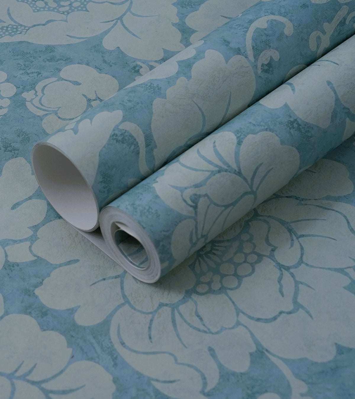 American Classic Blue Marbled Bold Floral Wallpaper 330852