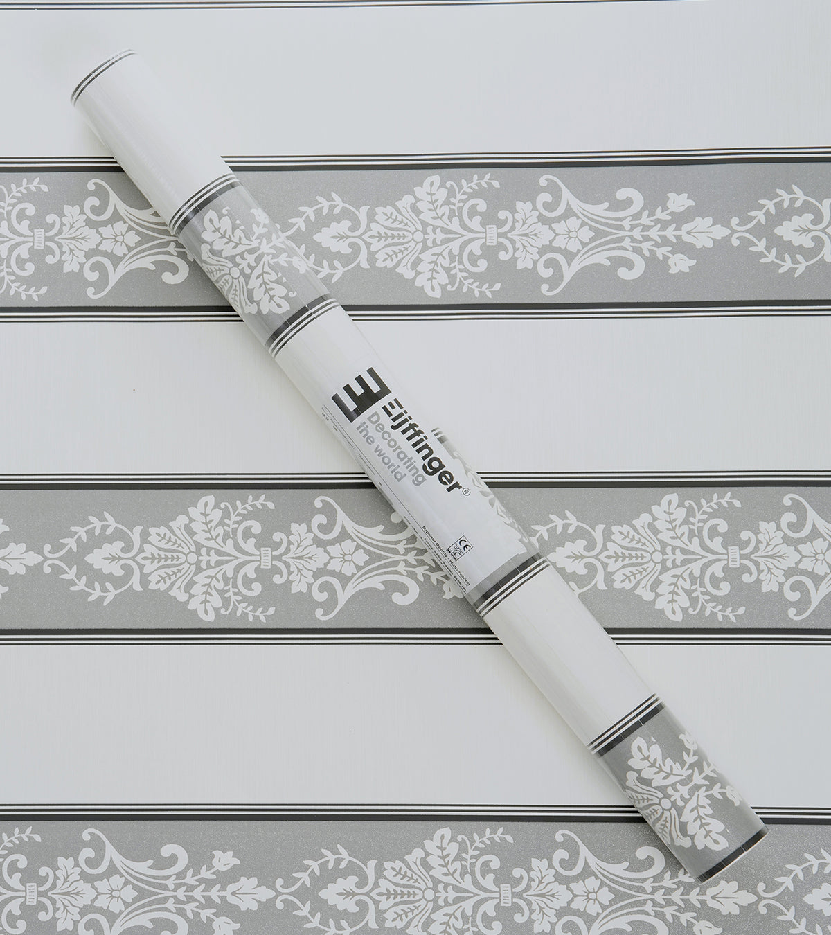 Lyndhurst Grey Striped Alternate Baroque Design Wallpaper 331965