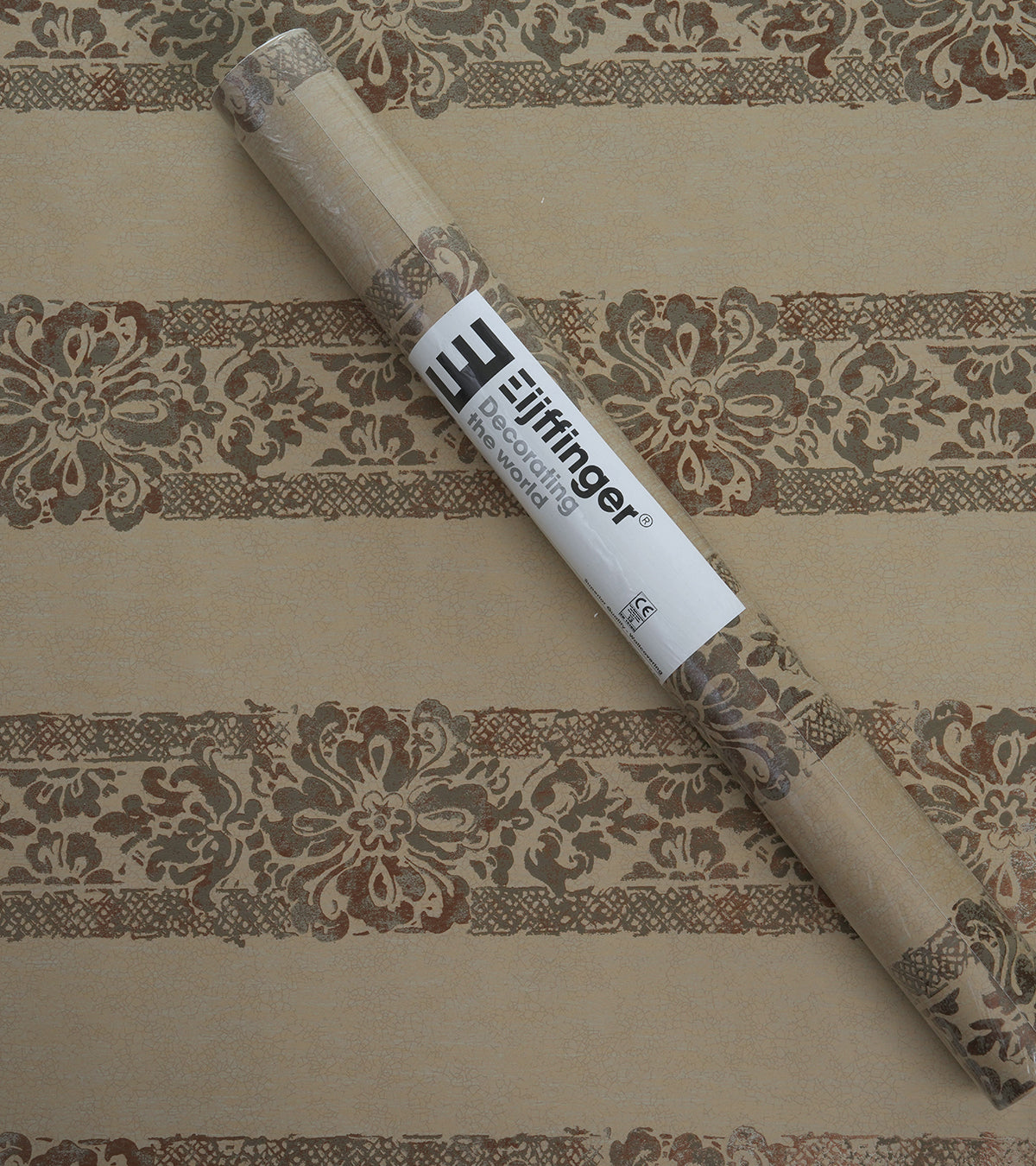 American Archive Beige Striped Trellis Moire Wallpaper 331776