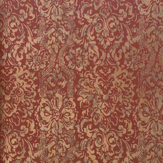 American Archive Cherry Red Trellis Moire Wallpaper 331771