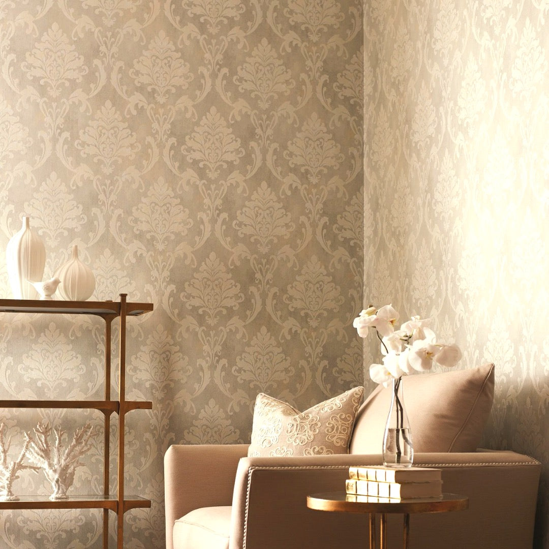 Lyndhurst Beige Damask Design Wallpaper 331911